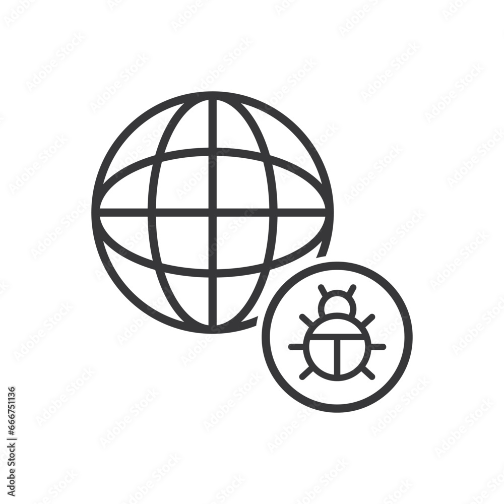 Virus Infected Internet Icon - Malware Icon Virus Infected Internet Icon - Malware Icon