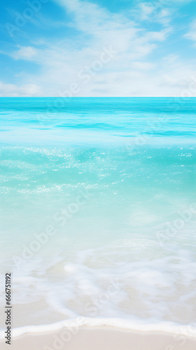 Tranquil beach scene, clear turquoise waters, soft waves washing ashore, pristine sandy beach, inviting tropical paradise, dreamy vacation backdrop, serene nature, sunlit ocean.