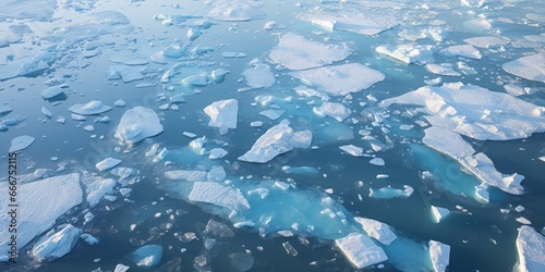  Aerial View of an Ice Floe with Towering Icebergs  Where a Sailboat and Icebreaker Venture Through the Frozen Waters  Spotlighting Environmental Concerns like Melting Ice  CO2 Emissions