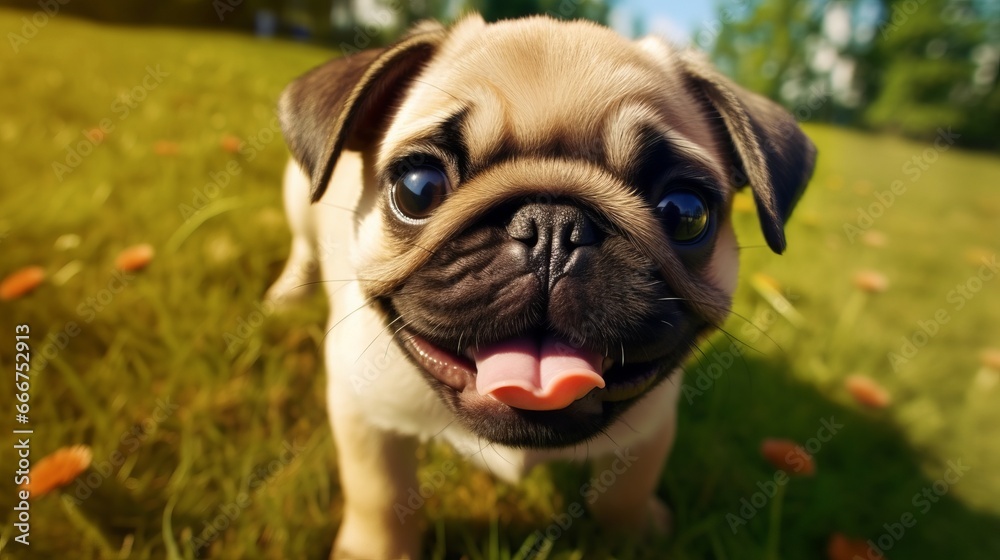 Adorable Pug Puppy with a Playful Expression Adorable Pug Puppy with a Playful Expression