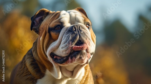 Classic and Dignified Bulldog with a Wrinkled Face and Underbite photo