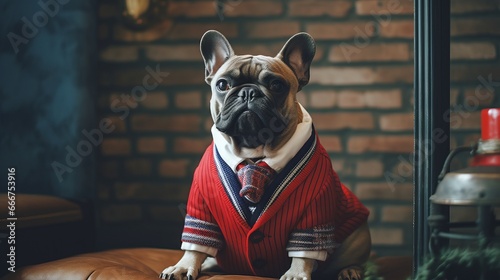 Stylish French Bulldog in Fashionable Outfit