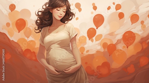pregnant woman illustration.