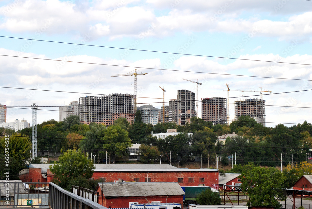 Obraz premium construction site with cranes in Kyiv