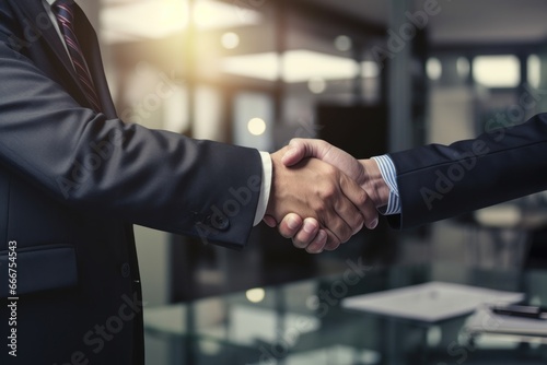 Businessman handshake close up  photo