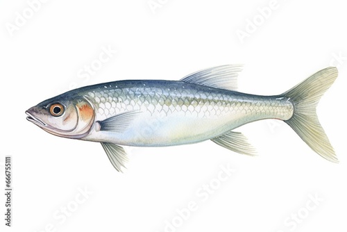An isolated illustration of a herring on a white background. Generative AI