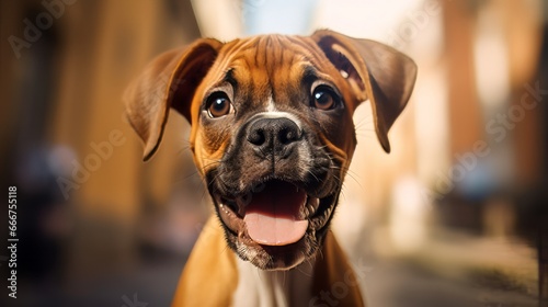 Cheerful Boxer Puppy with Playful Expression