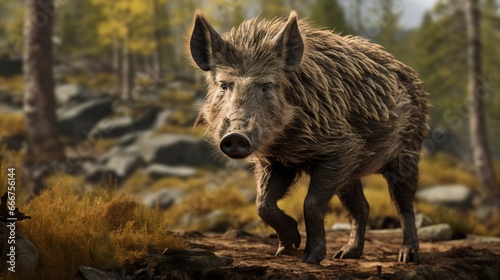 The wild boar is a type of pig native to Eurasia