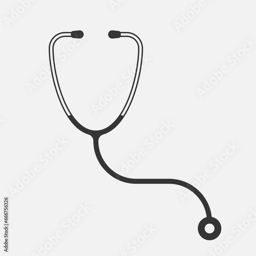 Stethoscope for auscultation of sound icon. Medical tool for diagnostic heart, blood vessels, lungs, bronchi, intestines and another human organs. Vector