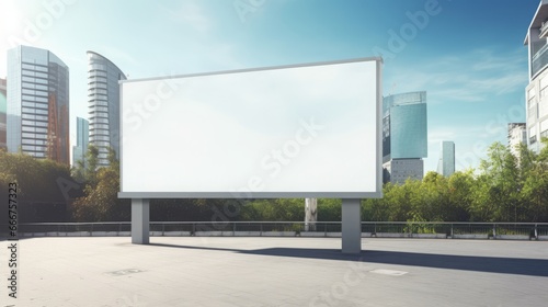 white empty advertising billboard on the street.