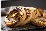 Turkish snack kandil bagel on black background