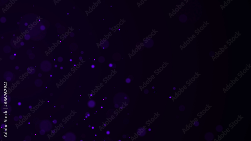 Abstract dust particles with blue light on dark background. Science backdrop with moving glittering dots. Flying particles with effect bokeh. 3d rendering.