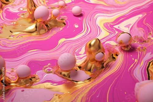 Fluid gold on pink. Art and technology mix. Generative AI