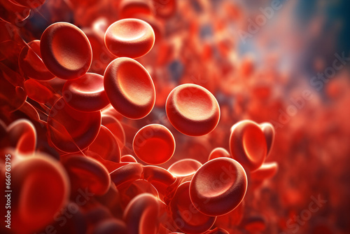 red blood cells flowing through vein, generative ai