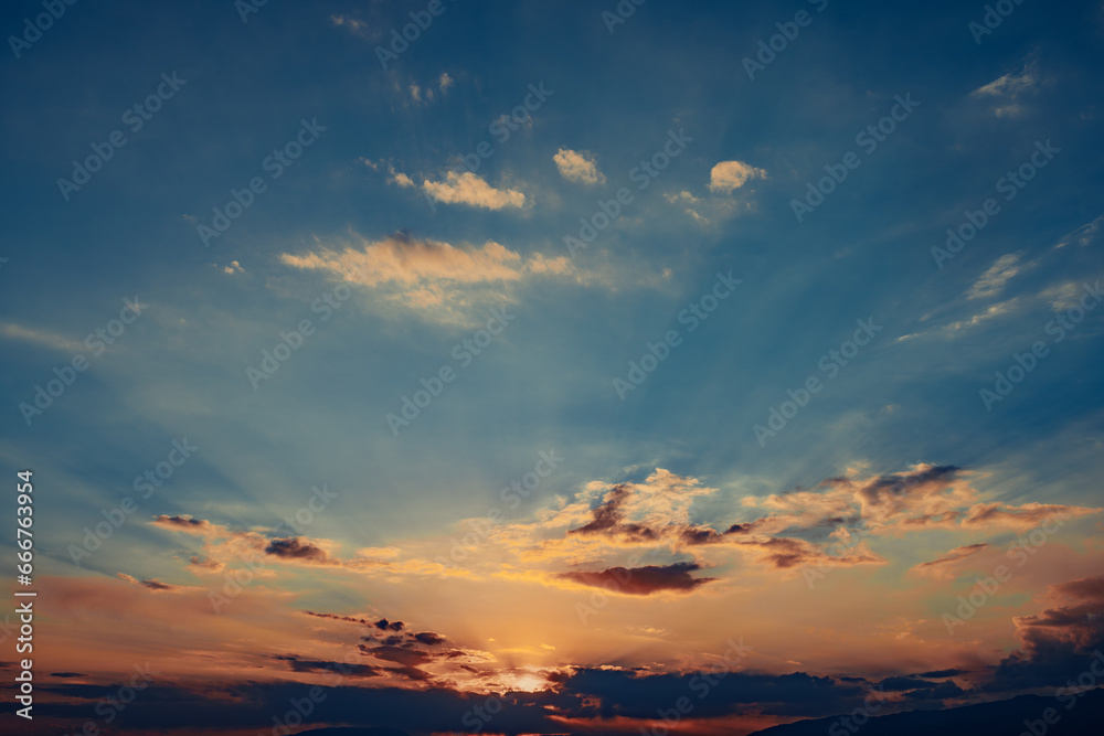 Fototapeta premium Colorful sky at sunset light