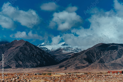 Beautiful mountains landscape with snowy peaks, Kyrgyzstan