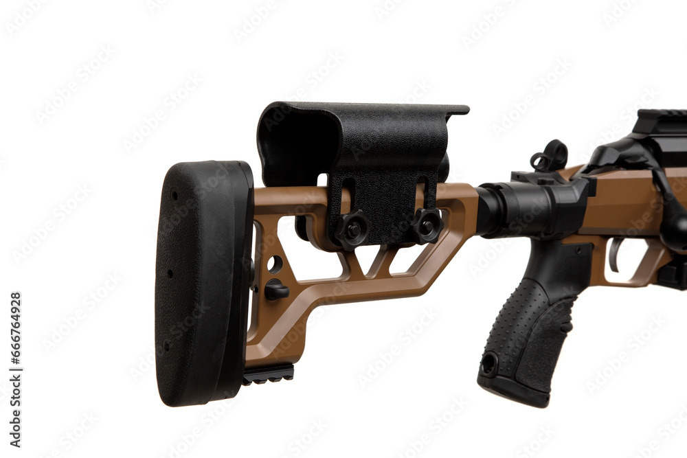 Modern bolt carbine isolated on white background. Weapons for sports, hunting and self-defense. Modern bolt carbine isolated on white background. Weapons for sports, hunting and self-defense.