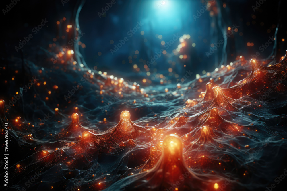 Obraz premium A concept of a universe where consciousness is an intrinsic part of the fabric of reality, leading to profound experiences. Generative Ai.