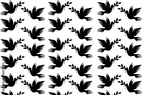 Israel vs Palestine peace concept. White pigeon hangs olive branch with ''no war'' text concept.