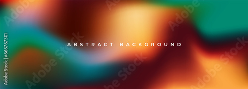 Orange and green holographic background. Blurred soft blend color gradation minimalist banner. Abstract yellow and green liquid gradient creative background. Vector illustration.