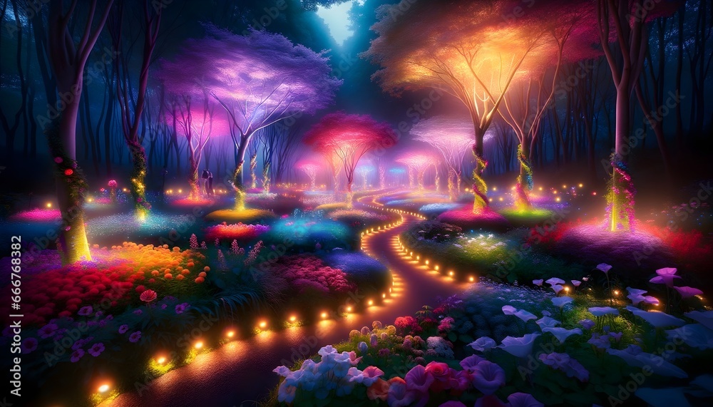 Magical Twilight Garden: Blooms Responding to Silent Emotions