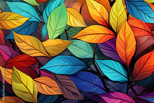 illustration of pattern with autumn leaves. Created with Generative AI
