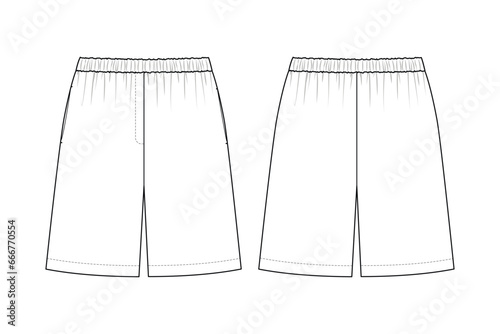Fashion technical drawing of pajama shorts