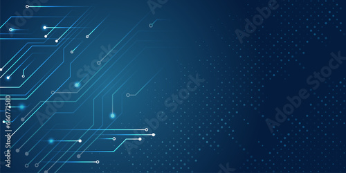 Electronic vector illustration. Abstract modern digital science technology futuristic circuit board. Cyber connection on the blue background. Hi-tech communication design.