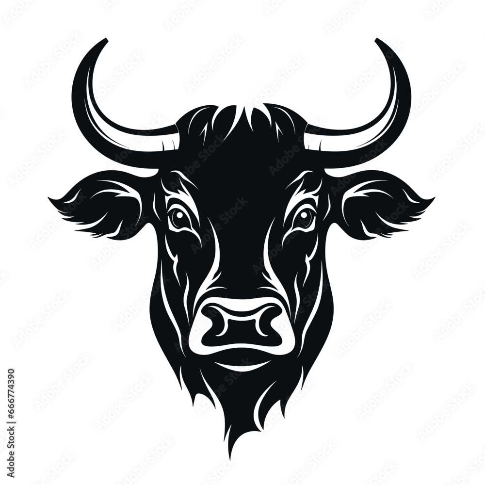 Black and White Bull's Head
