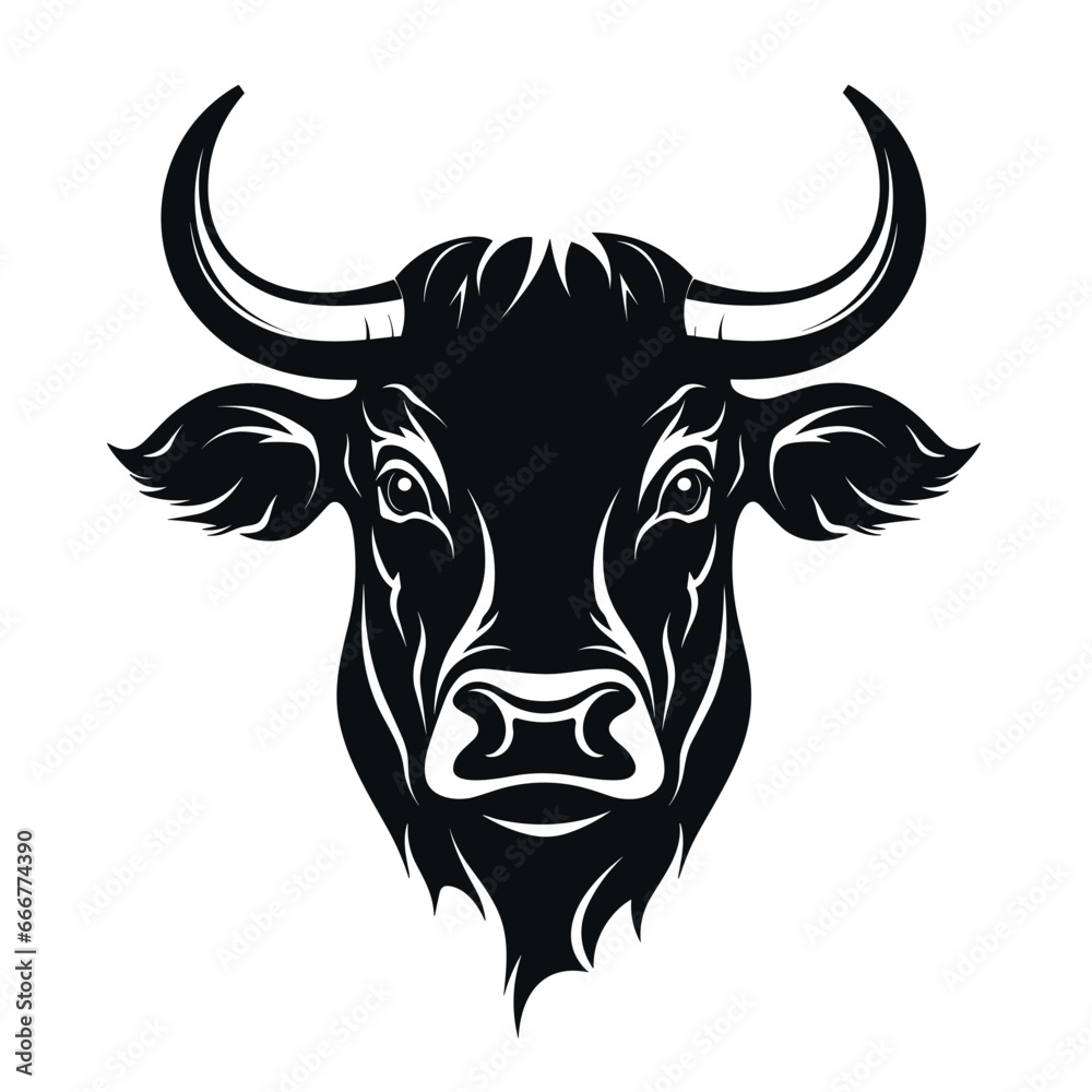 Fototapeta premium Black and White Bull's Head