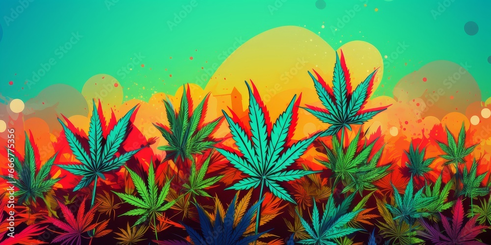 vibrant cannabis ad concept with copy space, generative AI