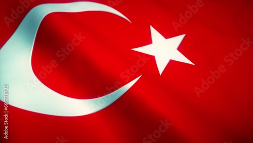 Flag of Turkyie waving in a loop mode. Perfect footage for any background or led-wall. 4K Apple ProRes 4444, 16-bit.  photo