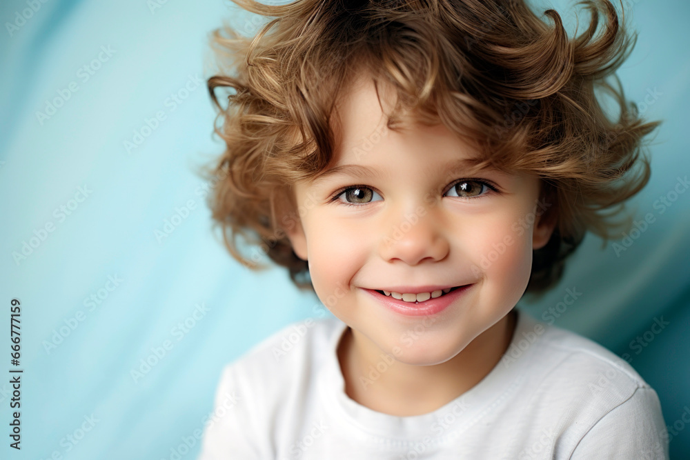 A smiling boy with curly brown hair. A smiling boy with curly brown hair.