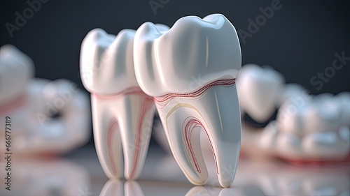 a tooth model, showcasing intricate details and textures for dental and medical visuals.
