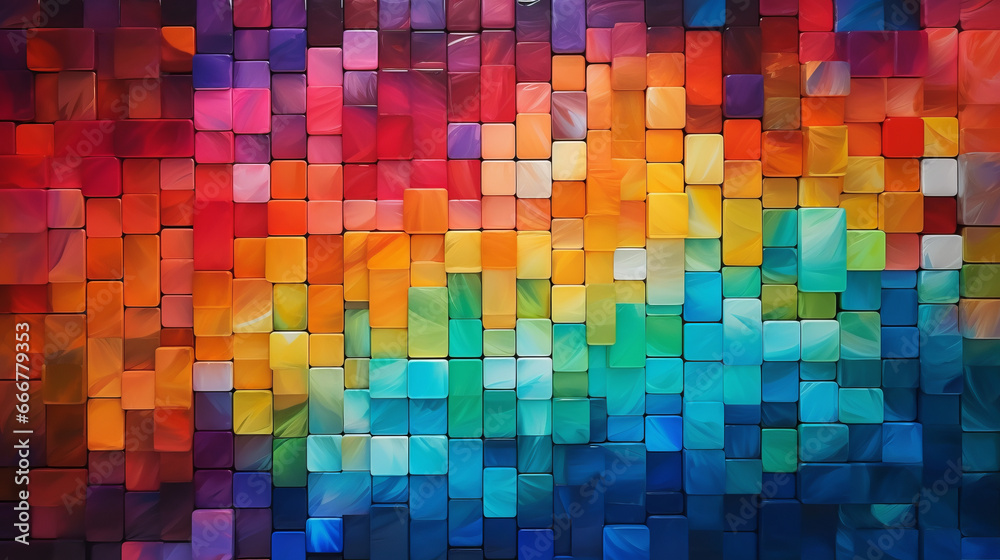 A vibrant and geometric abstract background with colorful squares A vibrant and geometric abstract background with colorful squares