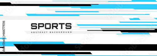 White modern sports banner design with diagonal black and blue lines. Vector abstract illustration sports background.