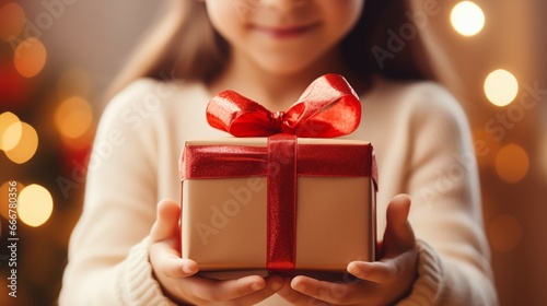 The_small_and_adorable_child_eagerly_held_a_present