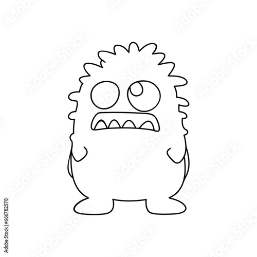 Monster funny character hand draw cartoon style