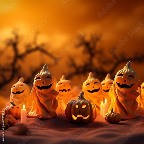 Cute Halloween pumpkin ghosts , trick or treat !