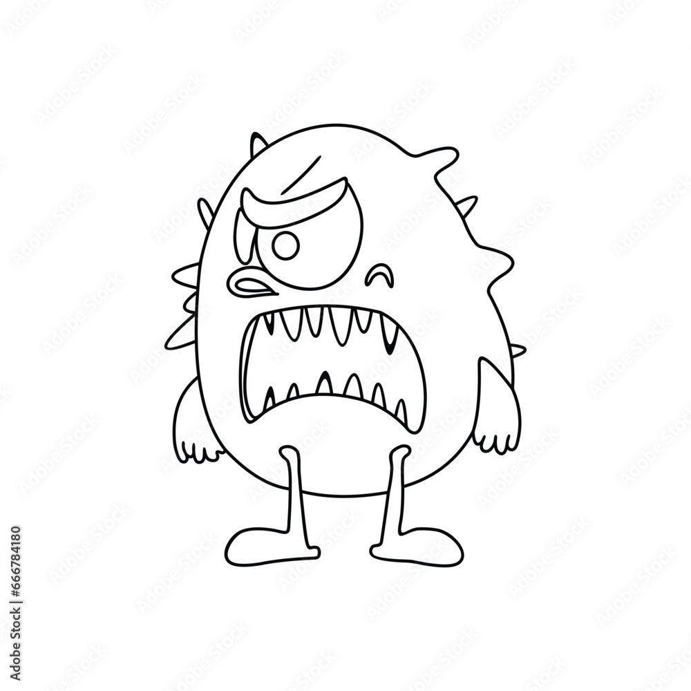 Monster funny character hand draw cartoon style Monster funny character hand draw cartoon style