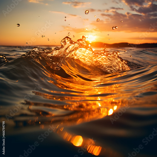 water splash on sunset