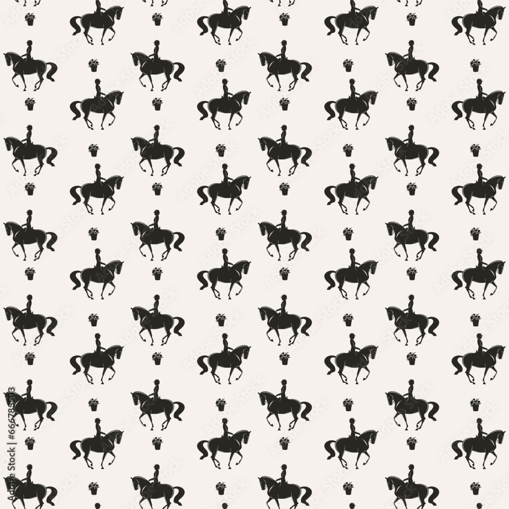 Obraz premium Seamless vector pattern, on the theme of equestrian dressage competitions