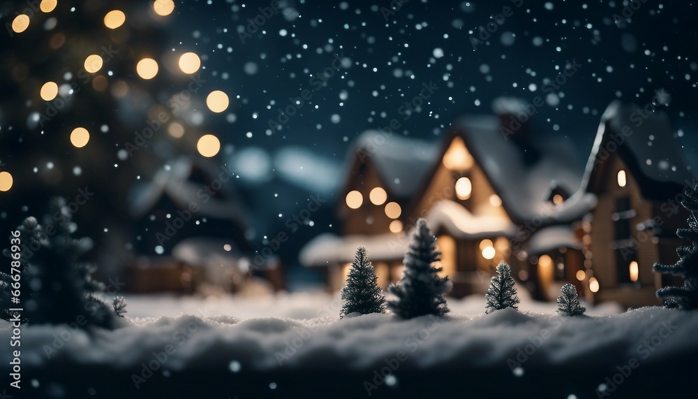 Fototapeta premium Celebrate merry christmas in winter, with snow, tree and house around