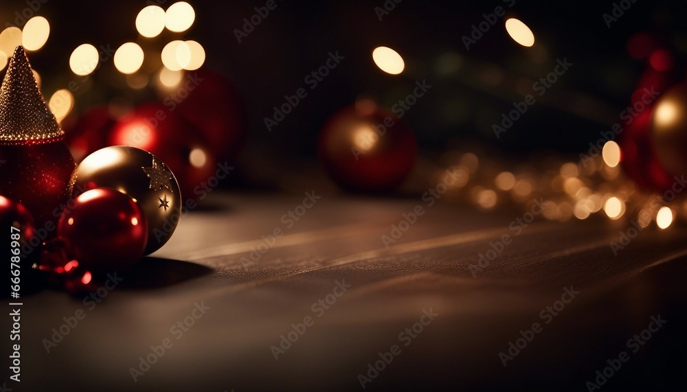 Celebration merry christmas, with decoration balls and tree on the background with warm lights bokeh Celebration merry christmas, with decoration balls and tree on the background with warm lights bokeh