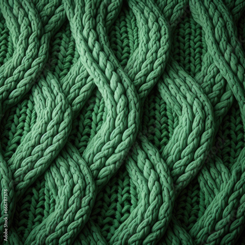 green knitting pattern seamless texture, generative ai