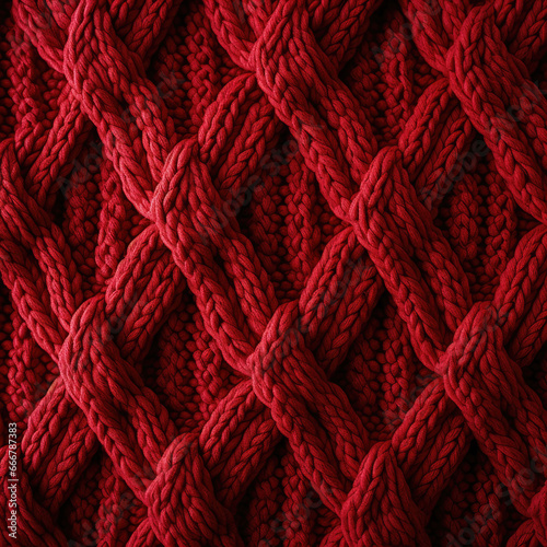 red knitting pattern seamless texture, generative ai