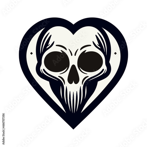 Heart-Shaped Skull, vector illustration