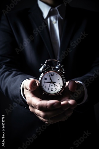 businessman with a clock in his hands