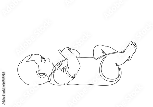 continuous one line drawing of side view of pretty baby. Single continuous line art