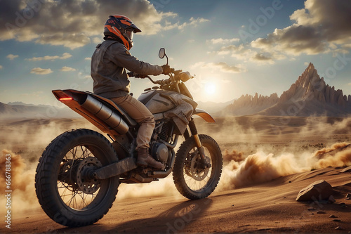 Motorcyclist in the Desert © Paulo